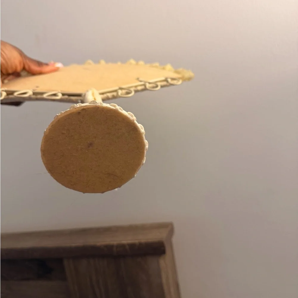 Elegant Cream Wall Mirror with Hooks